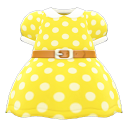 Belted Dotted Dress Animal Crossing New Horizons | ACNH Items - Nookmall