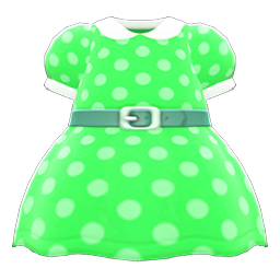 Belted Dotted Dress Animal Crossing New Horizons | ACNH Items - Nookmall