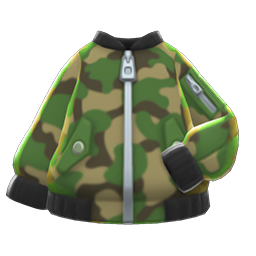 Camo Bomber-Style Jacket Animal Crossing New Horizons | ACNH Items - Nookmall