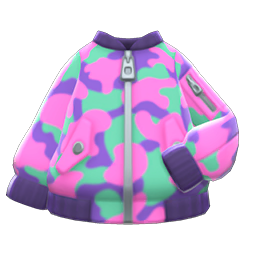 Camo Bomber-Style Jacket Animal Crossing New Horizons | ACNH Items - Nookmall