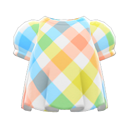 Plaid Puffed-Sleeve Shirt Animal Crossing New Horizons | ACNH Items - Nookmall