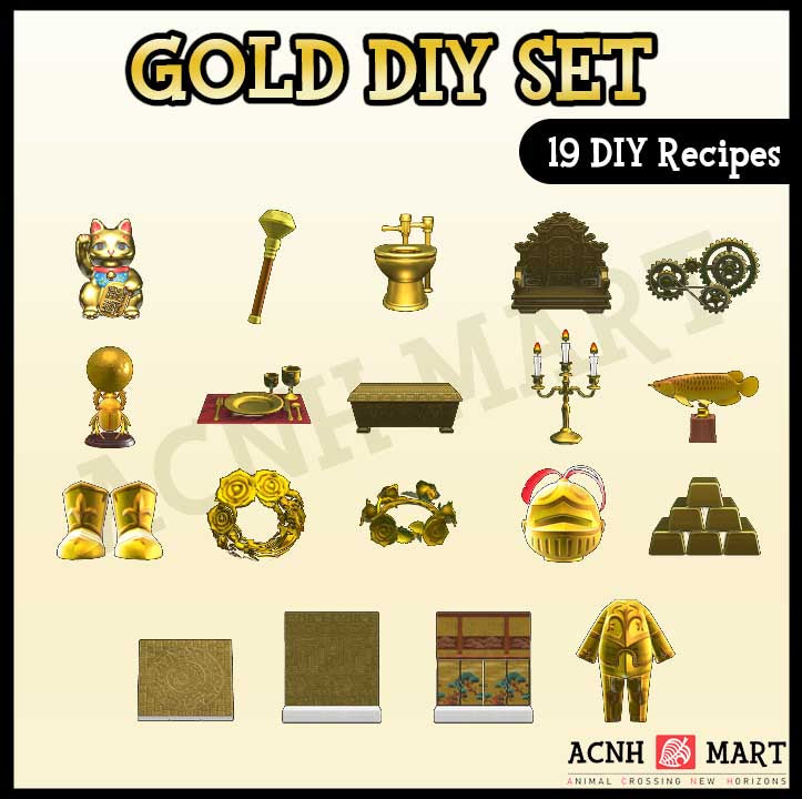 Gold DIY Set Items for Animal Crossing New Horizons ACNH – Nook Mall ...